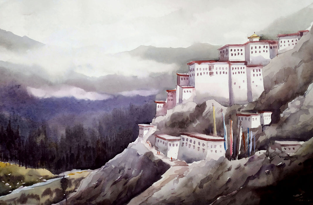 Monasteries in Misty Himalaya