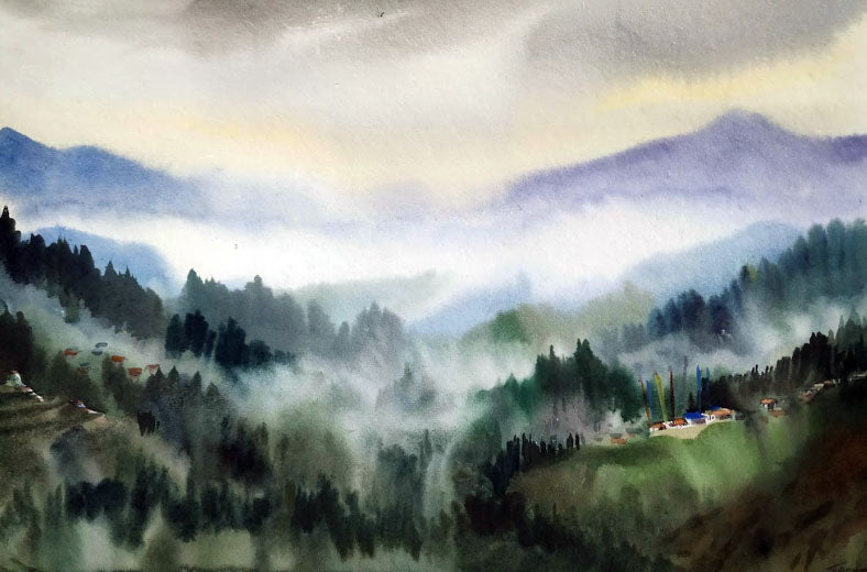 Early Morning Cloudy Himalayan Landscape