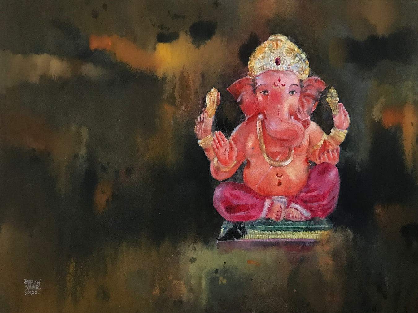 abstract ganesha painting