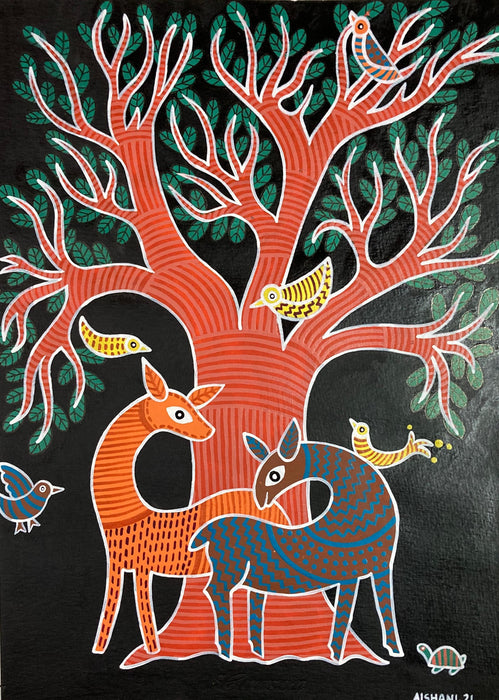 Midnight Reverie: Gond's Radiant Duo